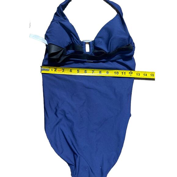Helen Jon Swimsuit Size Small Navy Blue Halter Buckle Detail One piece NWOT - Picture 4 of 7